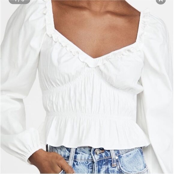 Reformation NWT Fern Ruched Top in White Size Medium MSRP $148 - Picture 1 of 11
